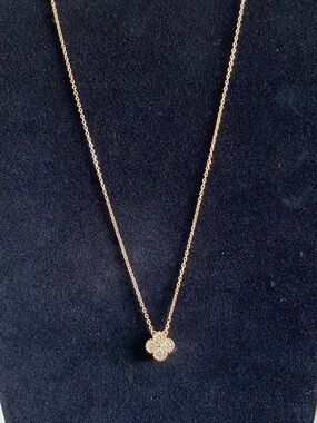 Rose Gold Clover Cubic Zirconia Pendant Necklace